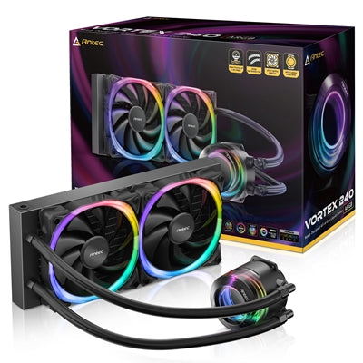 ANTEC Vortex 240 ARGB AiO Liquid CPU Cooler - 240mm Black ANTEC Vortex 240 ARGB AiO Liquid CPU Cooler - 240mm Black